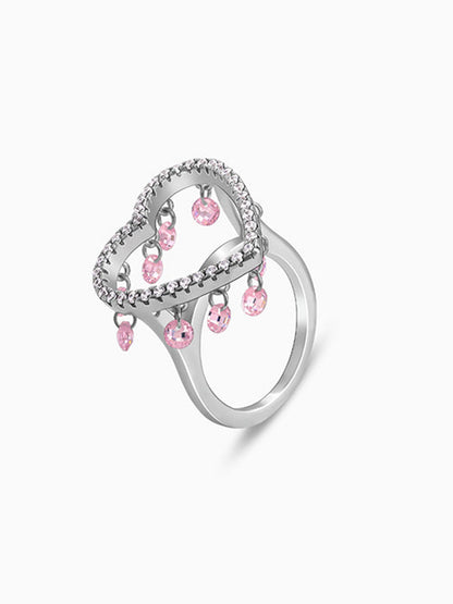 Silver Love In Charm Ring