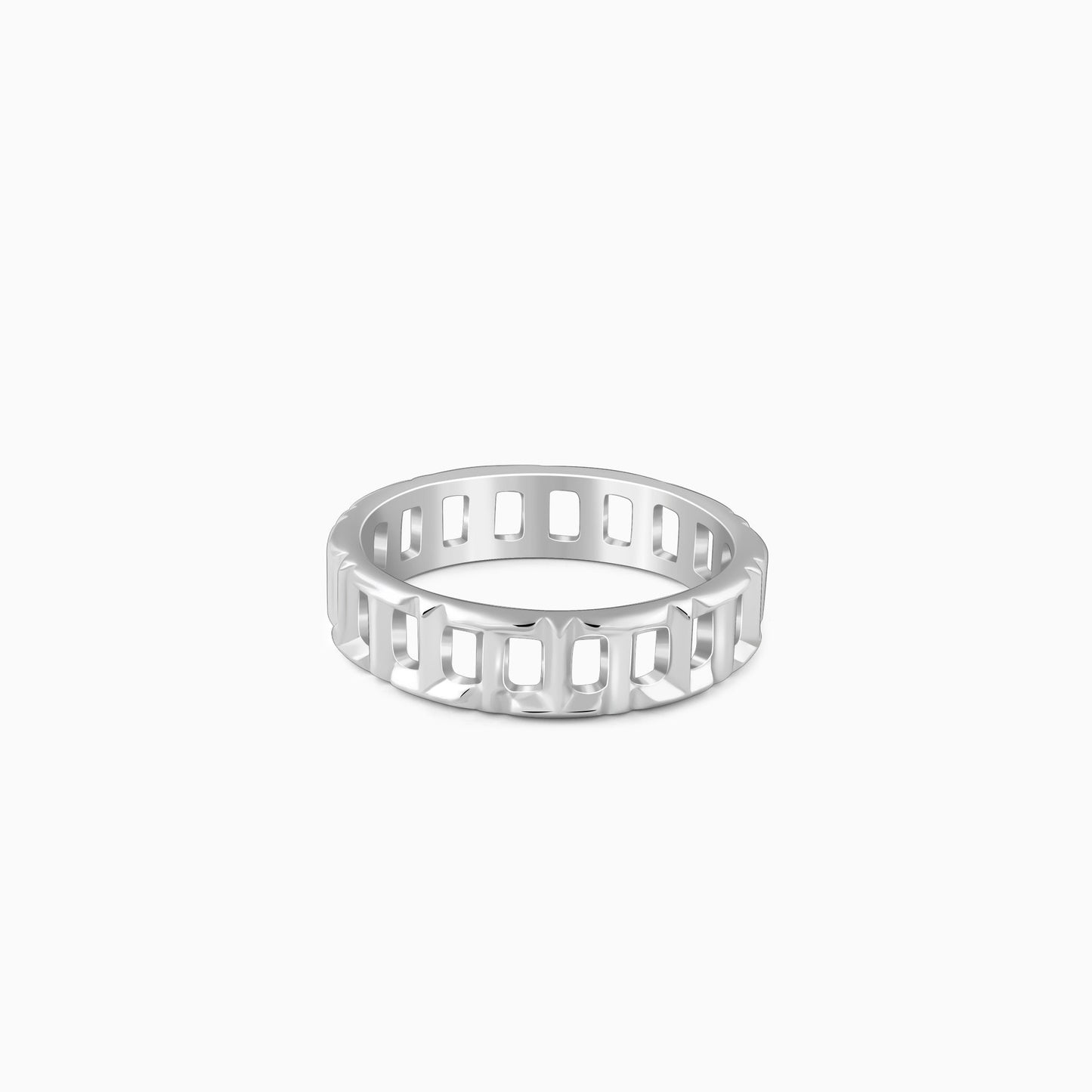 Silver Windowpane Ring For Him