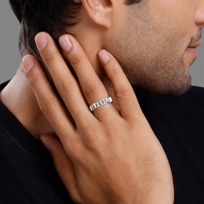 Silver Windowpane Ring For Him