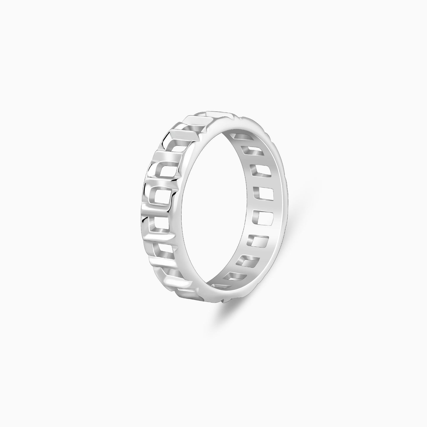 Silver Windowpane Ring For Him