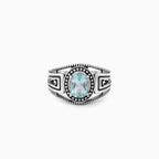 Oxidised Silver Aqua Shine Ring For Him
