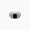 Silver Geometric Rectangle Ring For Him