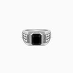 Silver Geometric Rectangle Ring For Him