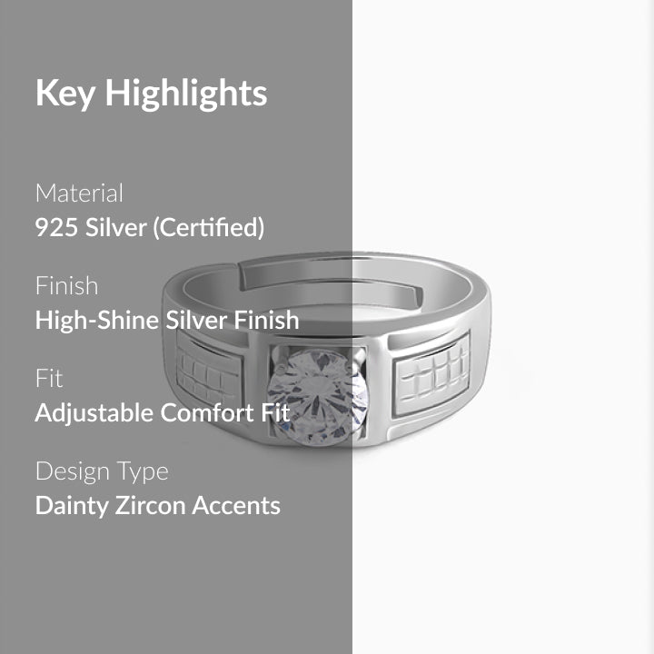 Silver Classic Stud Ring For Him