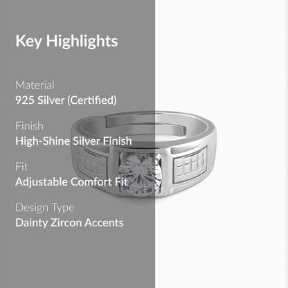 Silver Classic Stud Ring For Him