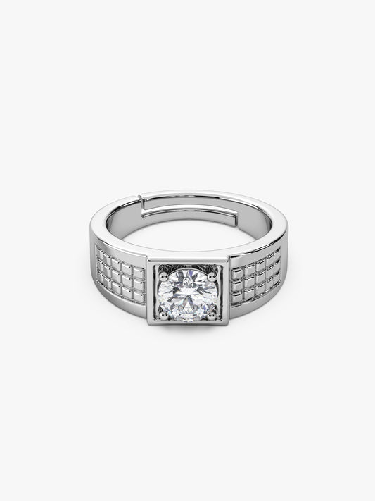 Silver Classic Stud Ring For Him
