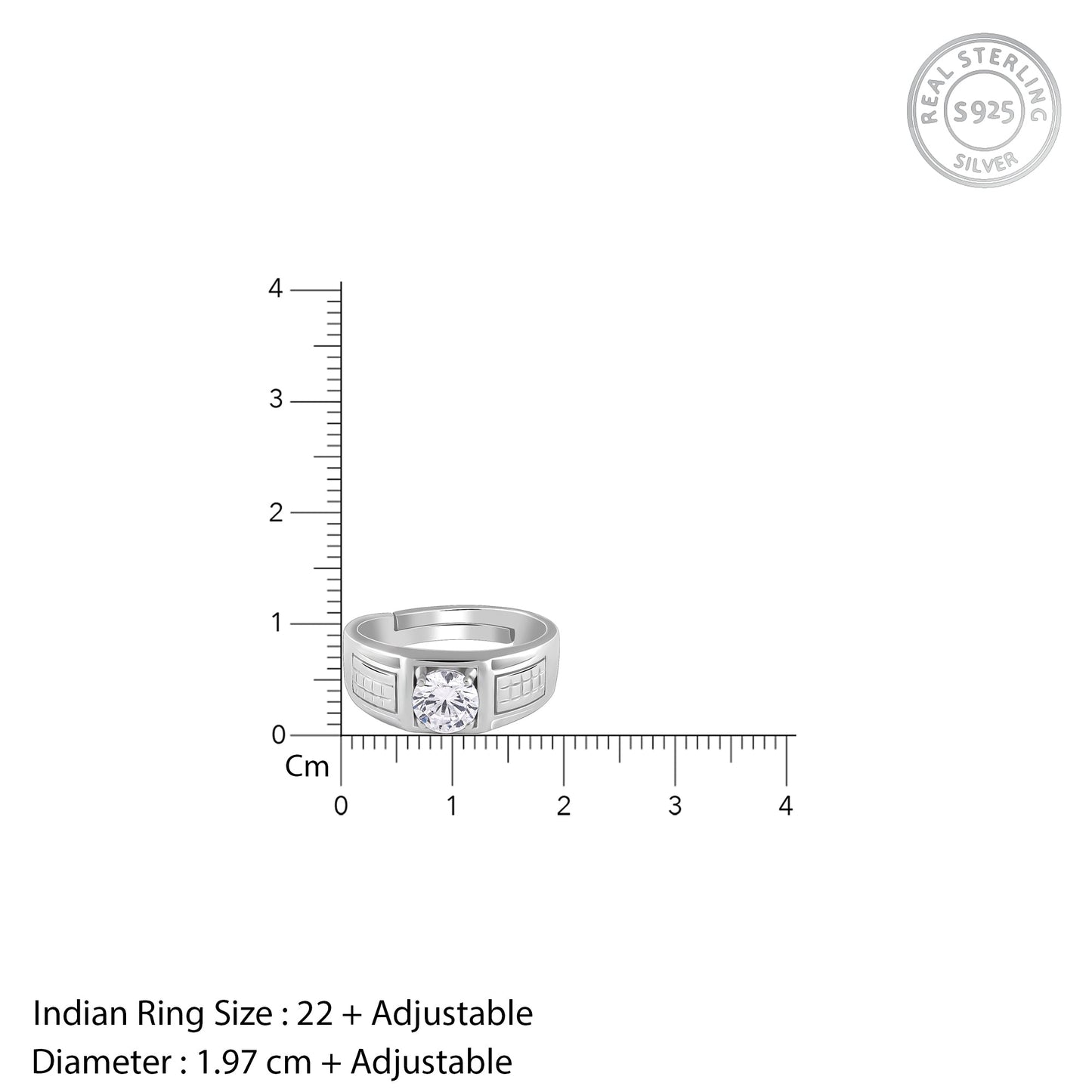 Silver Classic Stud Ring For Him
