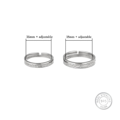 Silver Heartbeat Couple Rings