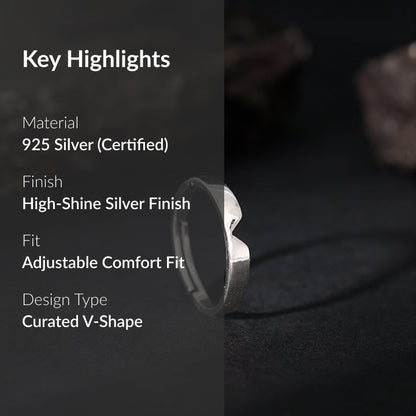 Silver Classic V Ring For Him