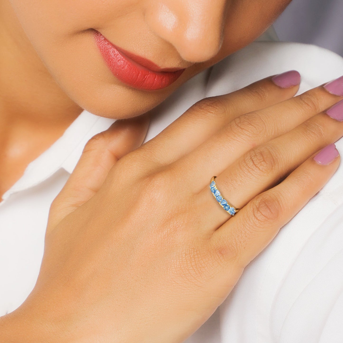 Golden Blue Poppy Ring