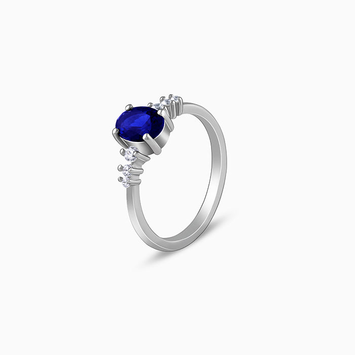 Silver Blue Admiring Ring