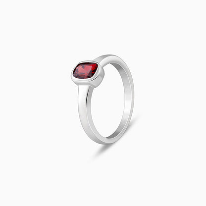 Silver Garnet Squircle Ring For Him