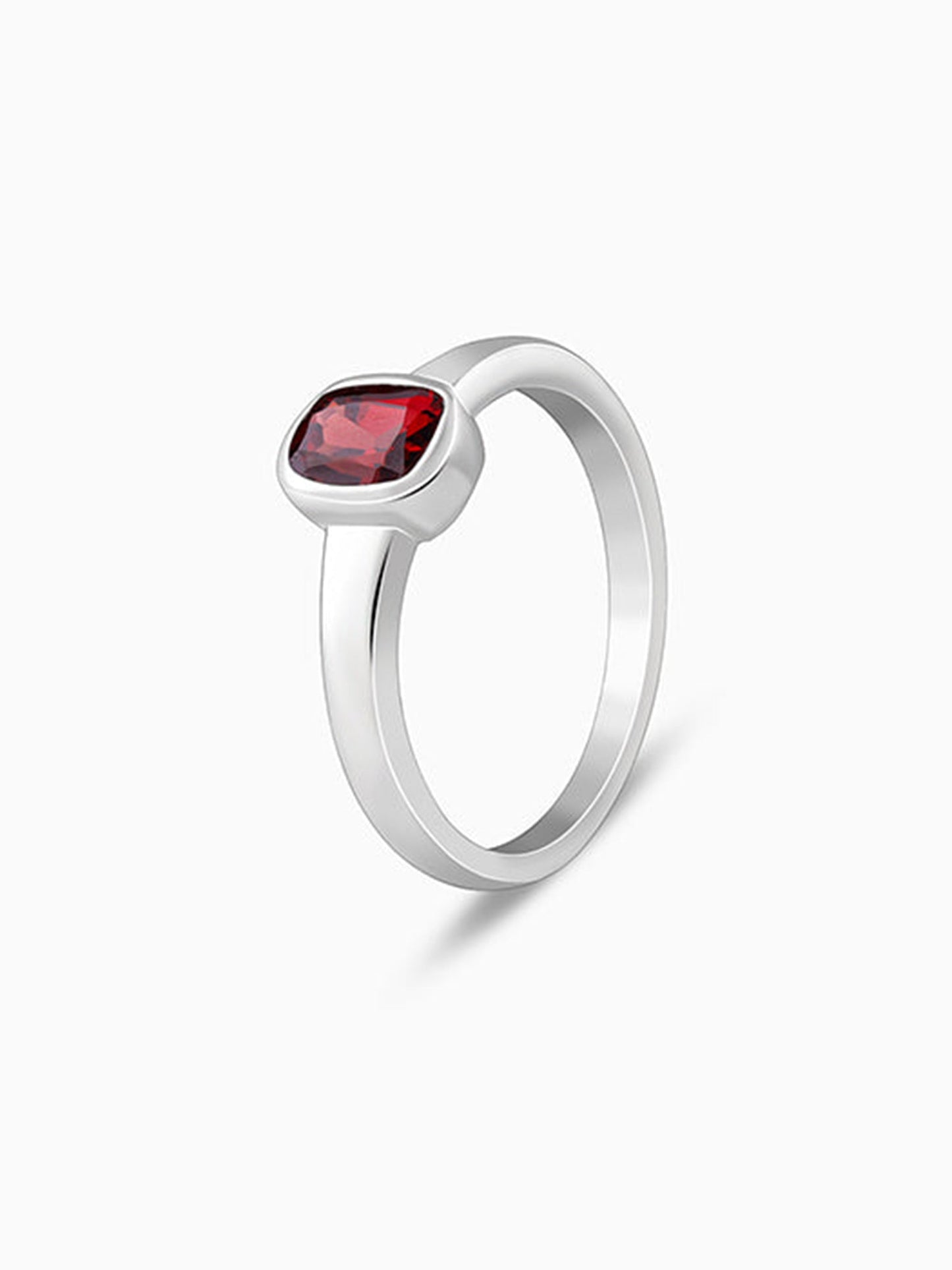 Silver Garnet Squircle Ring For Him