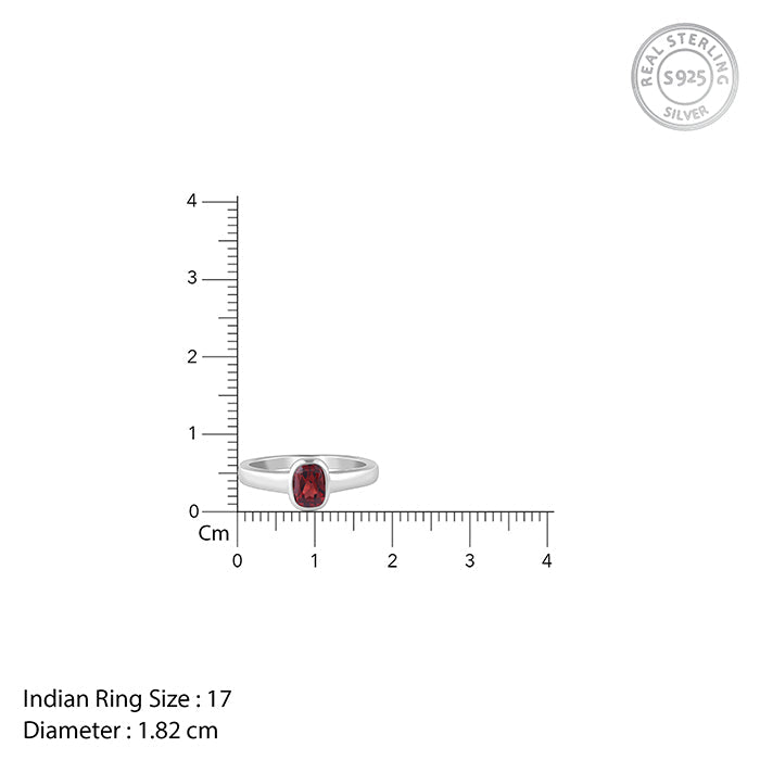 Silver Garnet Squircle Ring For Him