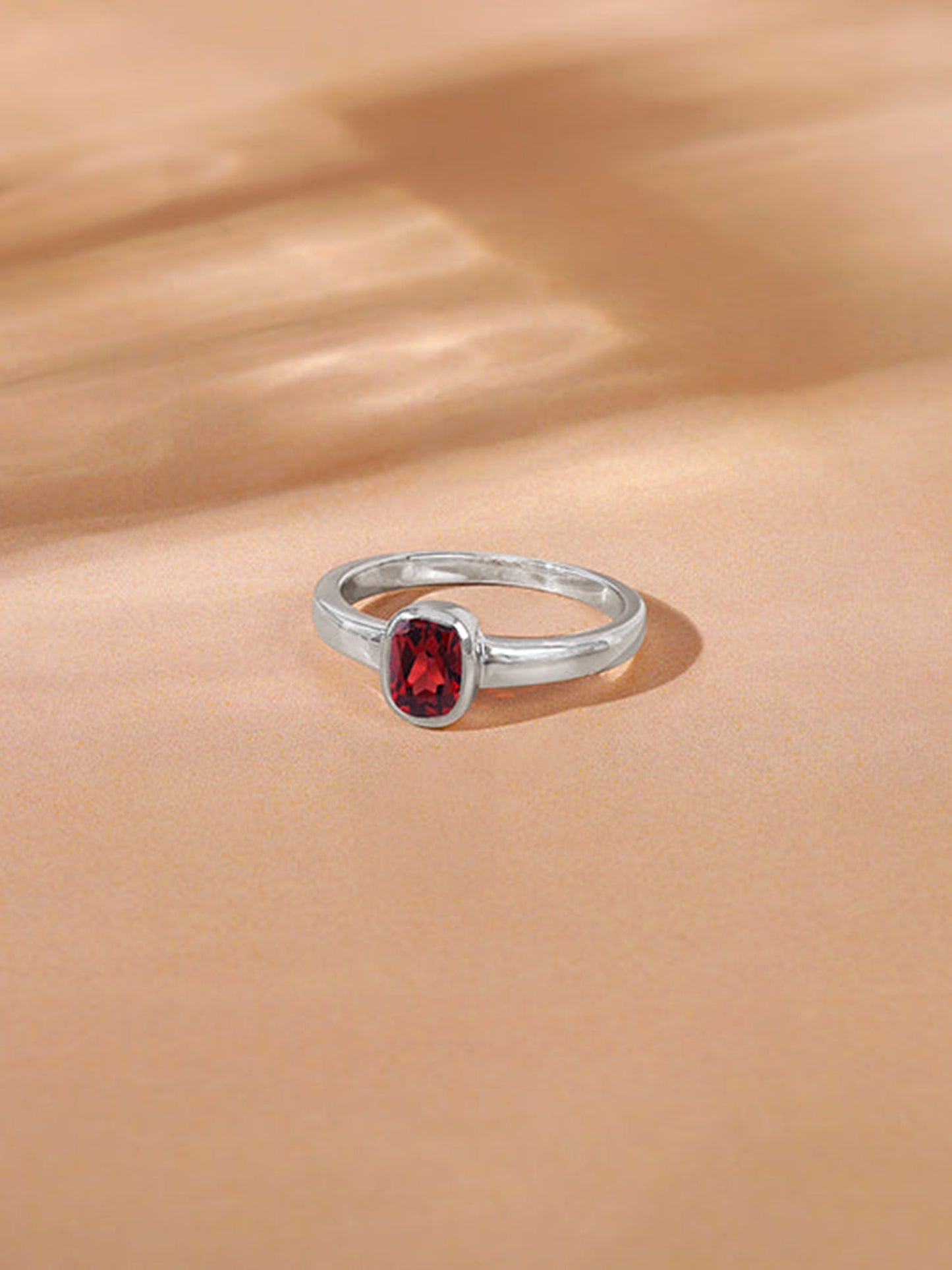 Silver Garnet Squircle Ring For Him