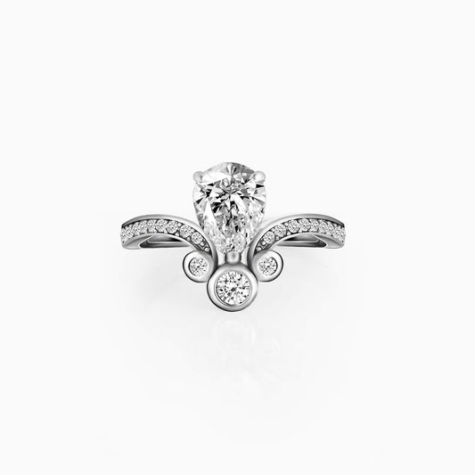 Silver Zircon Crown Drop Ring