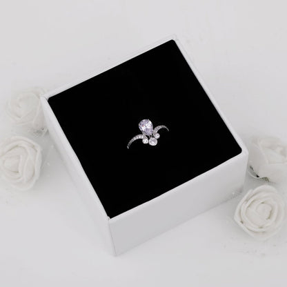 Silver Zircon Crown Drop Ring