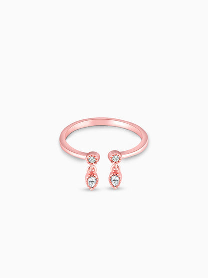 Rose Gold Zircon Quartet Ring