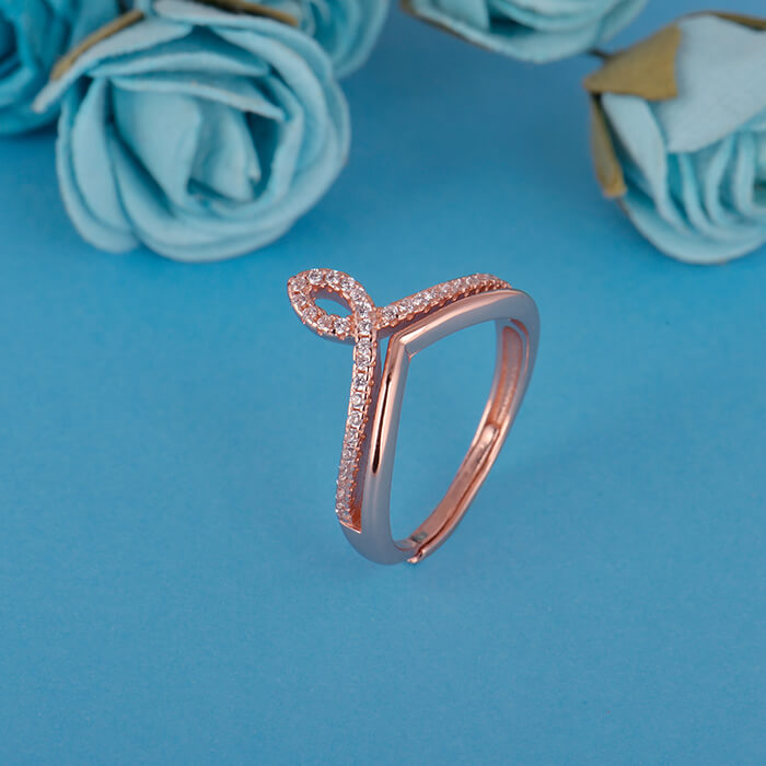 Rose Gold Zircon Flame Ring