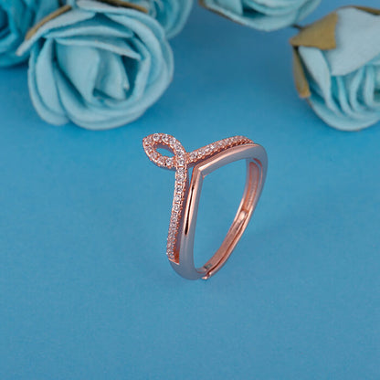 Rose Gold Zircon Flame Ring