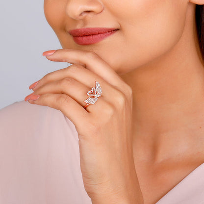 Rose Gold Swan Love Ring