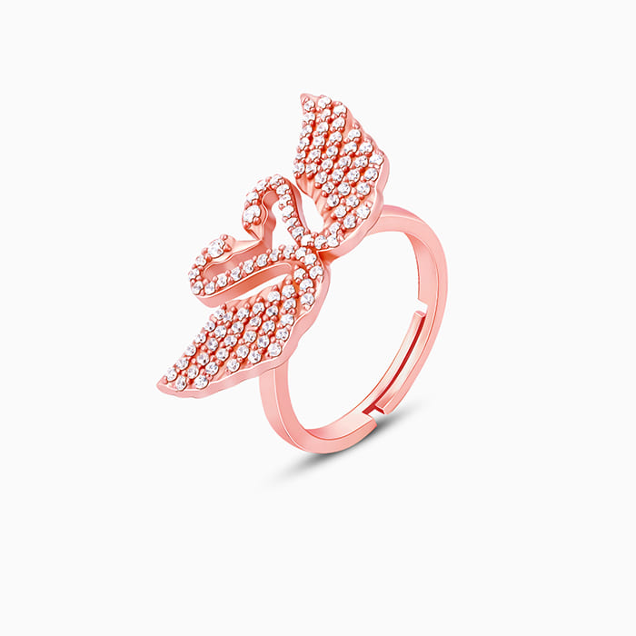 Rose Gold Swan Love Ring