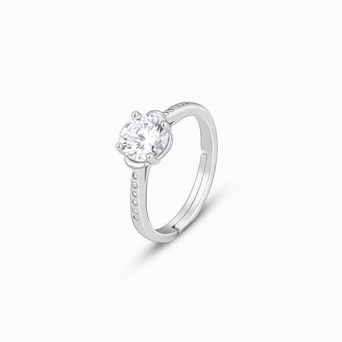 Silver Zircon Shimmer Flower Ring