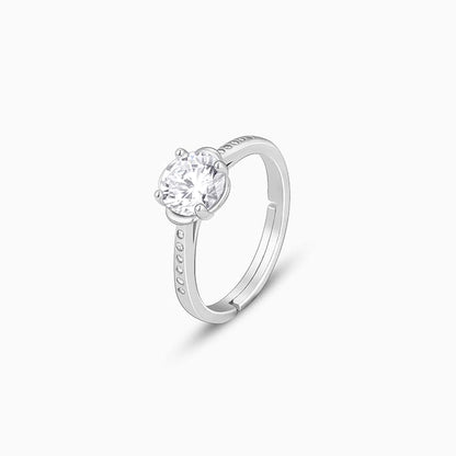 Silver Zircon Shimmer Flower Ring