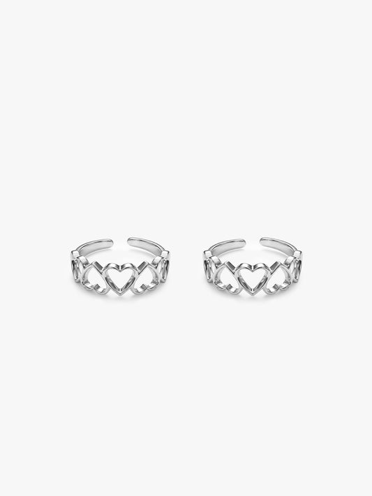 Silver Love's Embrace Toe Rings