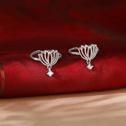 Silver Kanwal Toe Rings