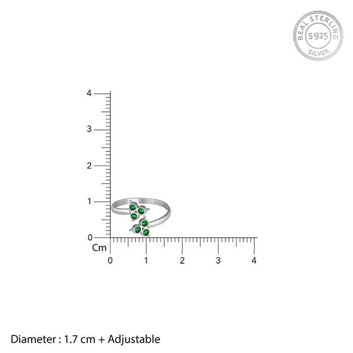 Silver Green Stone Toe Rings