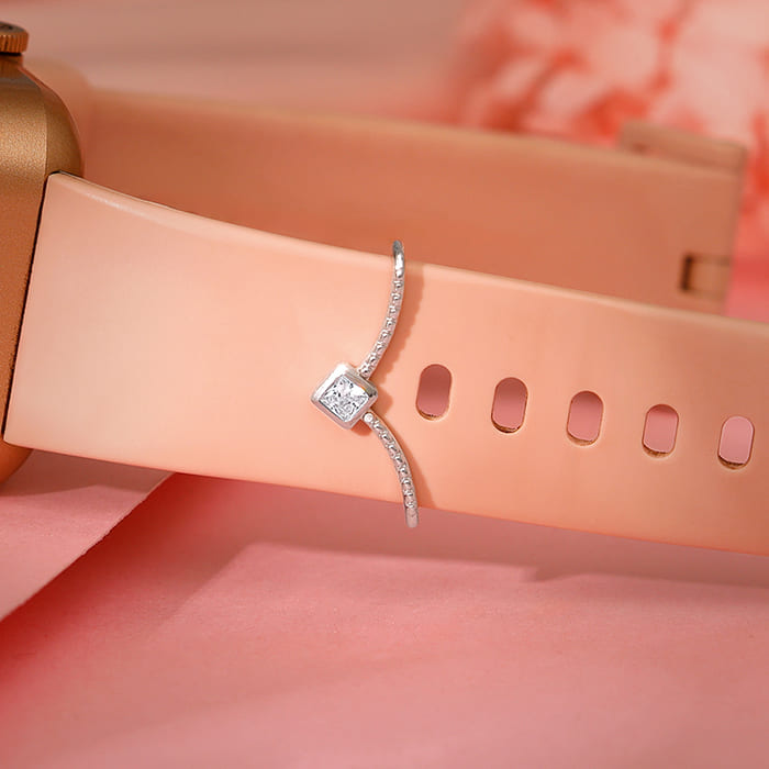 Silver Zircons Watch Charm