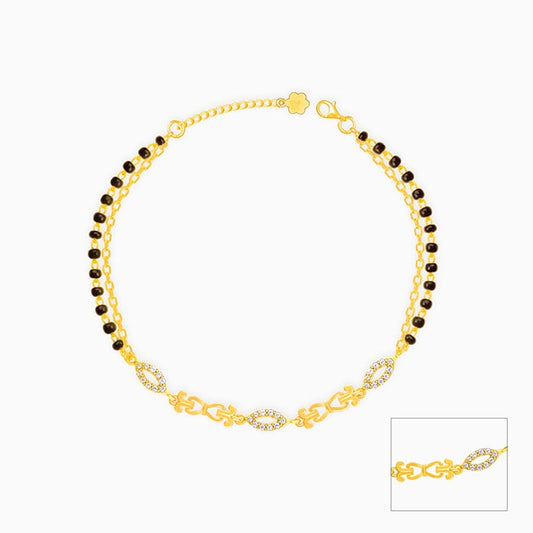 Golden Beads And Chains Anklet