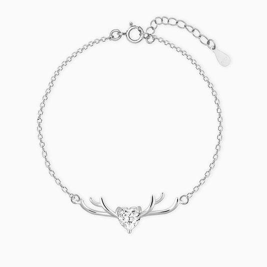Silver Deer Heart Bracelet