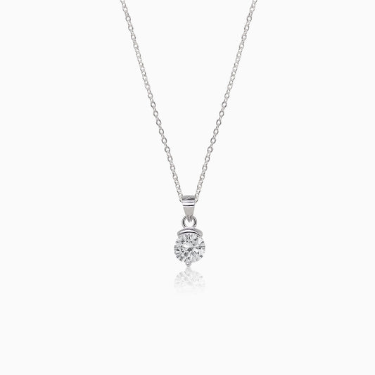 Silver Mini Solitaire Necklace with Link Chain