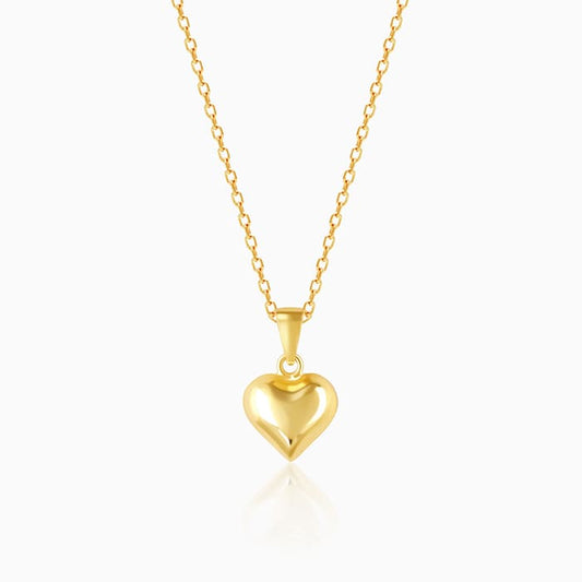 Golden Classic Heart Pendant with Link Chain